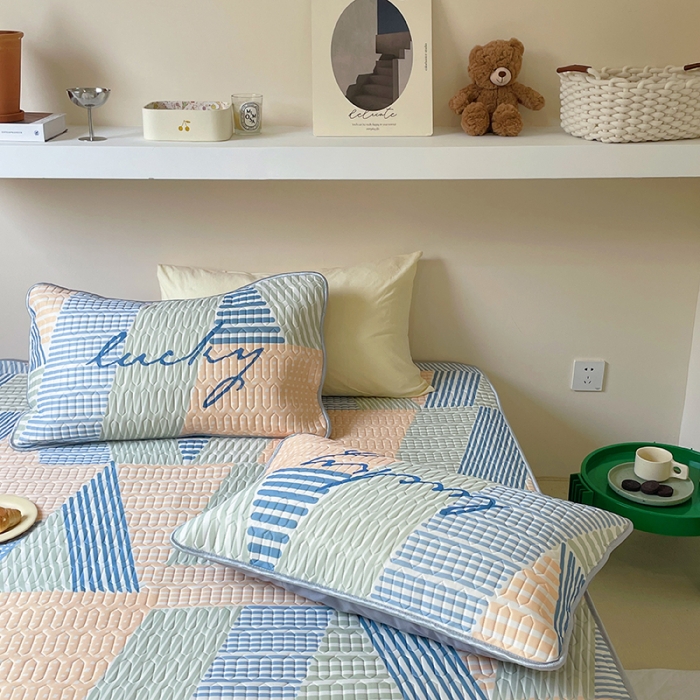 91家纺网 家纺一手货源 找家纺 顾里家纺 2022新款韩系凉感印花圆网软席 几何空间