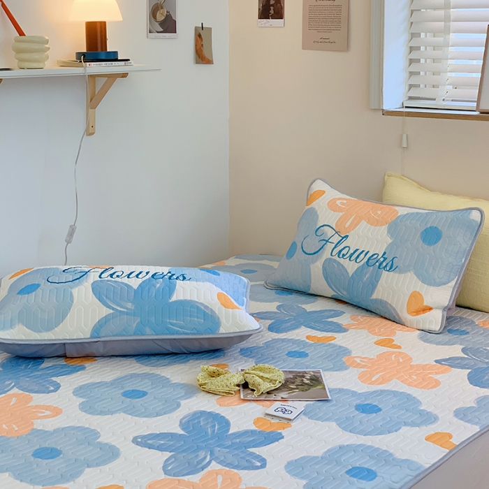 91家纺网 家纺一手货源 找家纺 顾里家纺 2022新款韩系凉感印花圆网软席 奶油花花