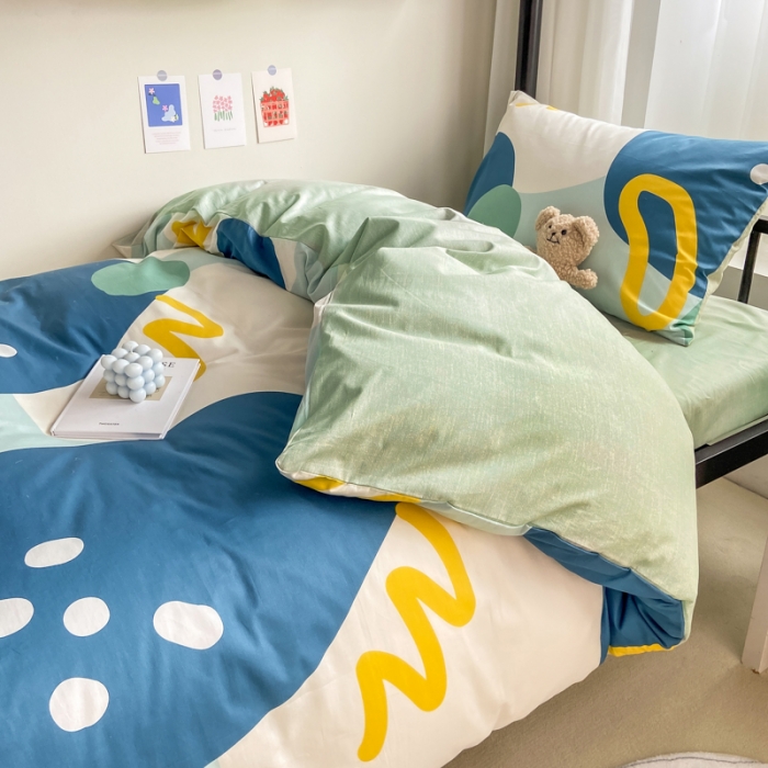 91家纺网 家纺一手货源 找家纺 吉象 2022新款全棉印花学生宿舍三件套 悉尼绿