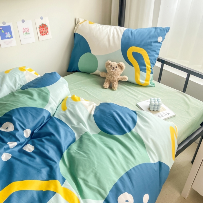 91家纺网 家纺一手货源 找家纺 吉象 2022新款全棉印花学生宿舍三件套 悉尼绿