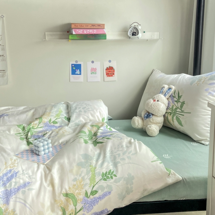 91家纺网 家纺一手货源 找家纺 吉象 2022新款全棉印花学生宿舍三件套 紫色恋人