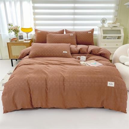 91家纺网 家纺一手货源 找家纺 (总)仟网汇 2022新北欧简约风华夫格四件套（风格一）