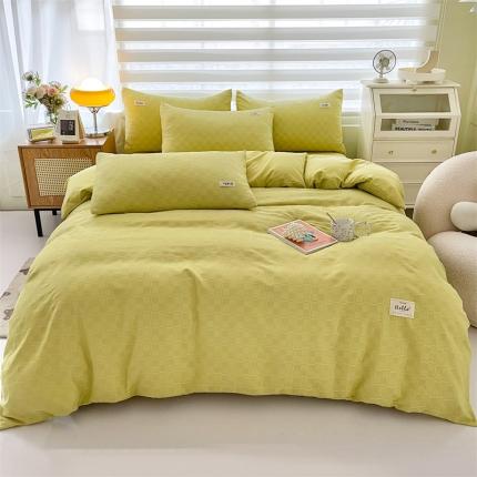 91家纺网 家纺一手货源 找家纺 仟网汇 2022新款北欧简约风华夫格四件套（风格一） 绿色