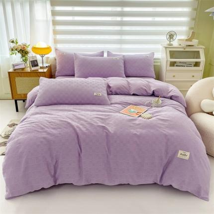 91家纺网 家纺一手货源 找家纺 仟网汇 2022新北欧简约风华夫格四件套（风格一） 紫色