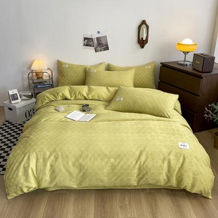 91家纺网 家纺一手货源 找家纺 (总)仟网汇2022新北欧简约贴标款华夫格四件套-风格二