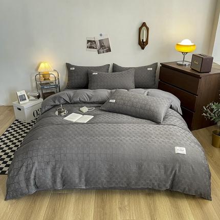 91家纺网 家纺一手货源 找家纺 (总)仟网汇2022新北欧简约贴标款华夫格四件套-风格二