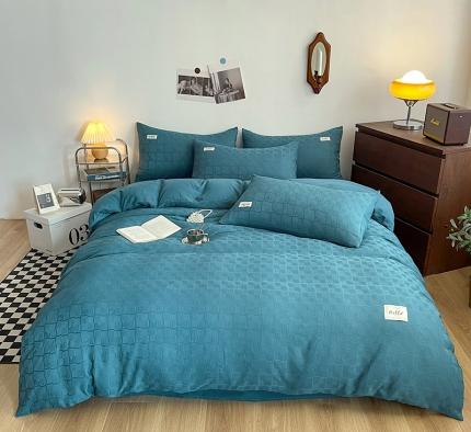 91家纺网 家纺一手货源 找家纺 (总)仟网汇2022新北欧简约贴标款华夫格四件套-风格二