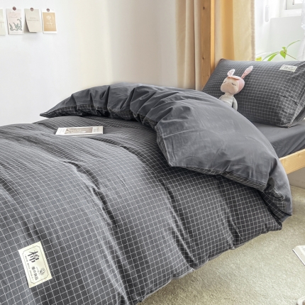 91家纺网 家纺一手货源 找家纺 2023新款AB版学生全棉水洗纯棉学生宿舍三件套被套四件套
