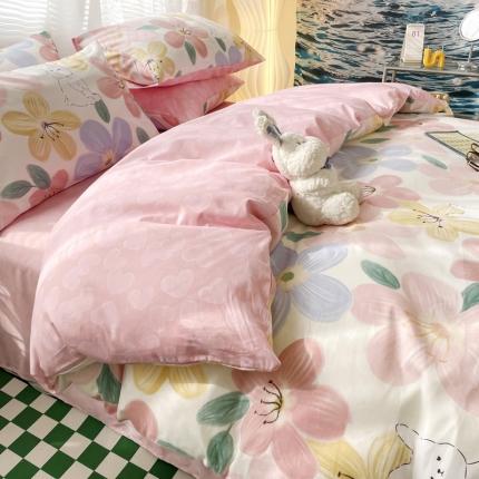 91家纺网 家纺一手货源 找家纺 （总）名兮 2022新款AB版清新全棉印花四件套系列