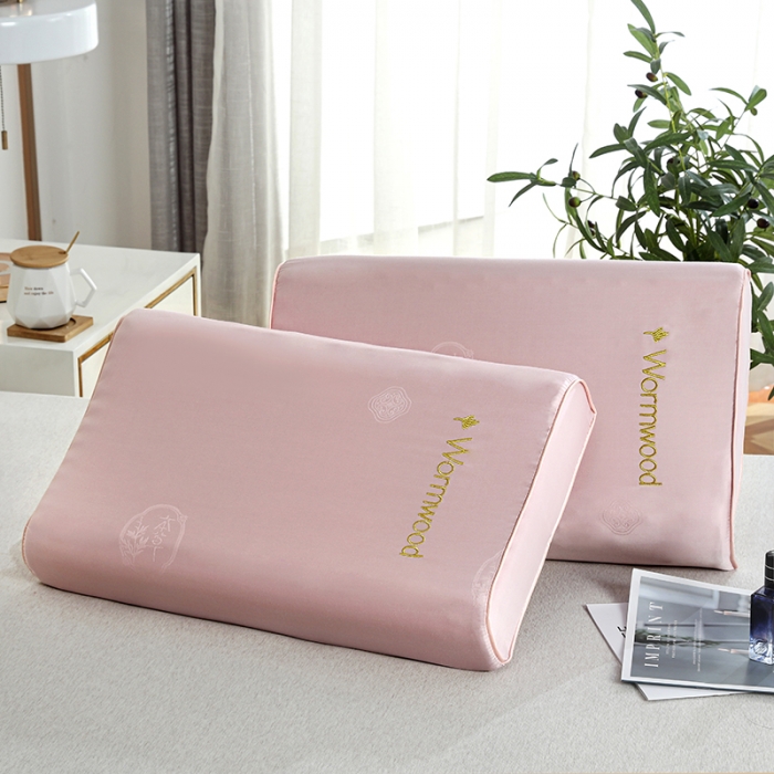 91家纺网 家纺一手货源 找家纺 （总）其乐枕芯 2023新款全棉贡缎艾草刺绣乳胶枕超30天不退不换