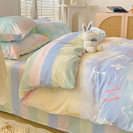 91家纺网 家纺一手货源 找家纺 名兮 2022新款AB版清新全棉印花四件套系列 致青春