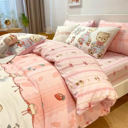 名兮 2022新款AB版清新全棉印花四件套系列 园丁小熊