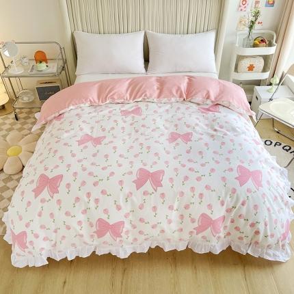 91家纺网 家纺一手货源 找家纺 （总）卡普 2025新款全棉韩版荷叶花边单被套