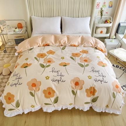 91家纺网 家纺一手货源 找家纺 卡普 2025新款全棉韩版荷叶花边单被套花恋