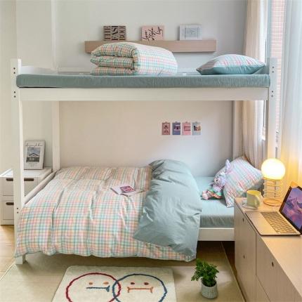 91家纺网 家纺一手货源 找家纺 蓝巢 2022新款全棉水洗棉学生季套件 冰激凌绿