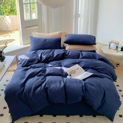 91家纺网 家纺一手货源 找家纺 总 例外Home 2022新款A类全棉水洗棉提花华夫格四件套