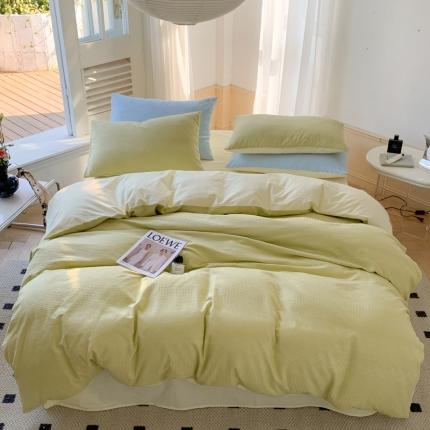 91家纺网 家纺一手货源 找家纺 总 例外Home 2022新款A类全棉水洗棉提花华夫格四件套