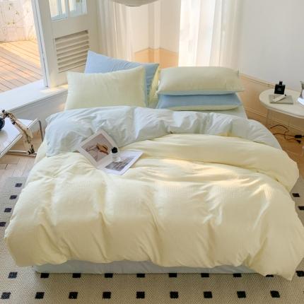 91家纺网 家纺一手货源 找家纺 总 例外Home 2022新款A类全棉水洗棉提花华夫格四件套