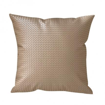 91家纺网 家纺一手货源 找家纺 美茉 2022新款编织纹皮革抱枕靠垫 卡其色