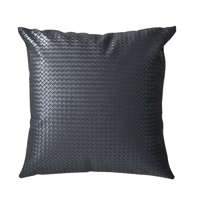 91家纺网 家纺一手货源 找家纺 美茉 2022新款编织纹皮革抱枕靠垫 水泥灰