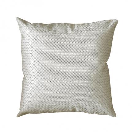 美茉 2022新款编织纹皮革抱枕靠垫 云白