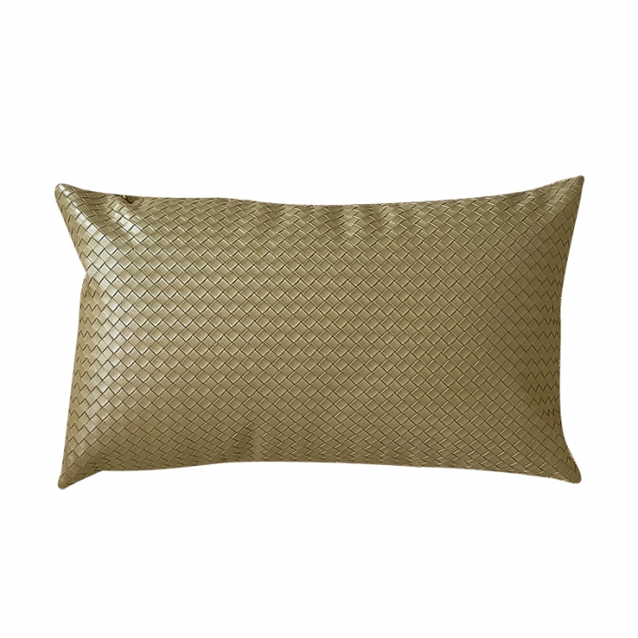 91家纺网 家纺一手货源 找家纺 美茉 2022新款编织纹皮革抱枕腰枕 橄榄色