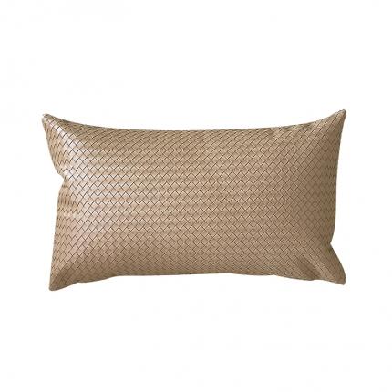 美茉 2022新款编织纹皮革抱枕腰枕 卡其色