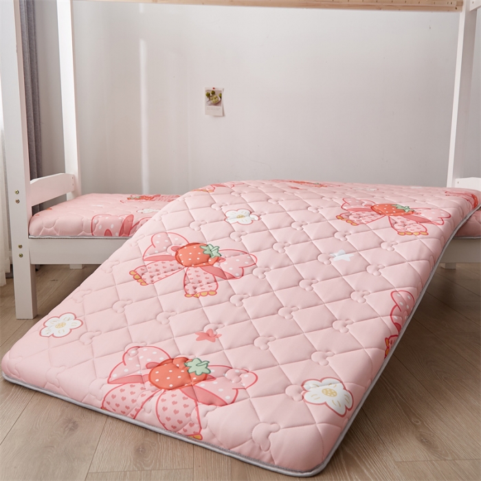 91家纺网 家纺一手货源 找家纺 寐珂 2025新款A类针织大豆学生床垫 花语蝶恋-粉