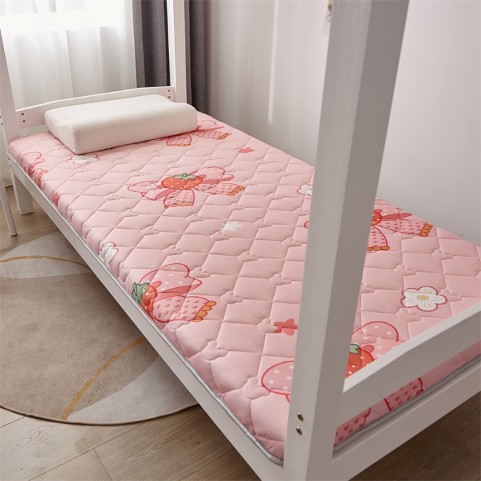 91家纺网 家纺一手货源 找家纺 寐珂 2025新款A类针织大豆学生床垫 花语蝶恋-粉