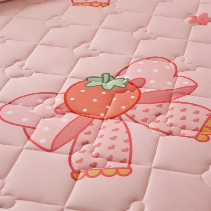 91家纺网 家纺一手货源 找家纺 寐珂 2025新款A类针织大豆学生床垫 花语蝶恋-粉