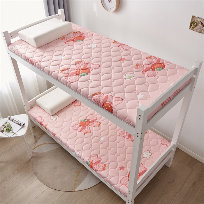 91家纺网 家纺一手货源 找家纺 寐珂 2025新款A类针织大豆学生床垫 花语蝶恋-粉