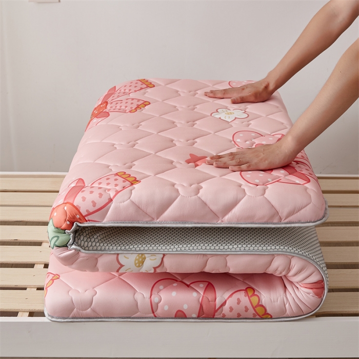 91家纺网 家纺一手货源 找家纺 寐珂 2025新款A类针织大豆学生床垫 花语蝶恋-粉