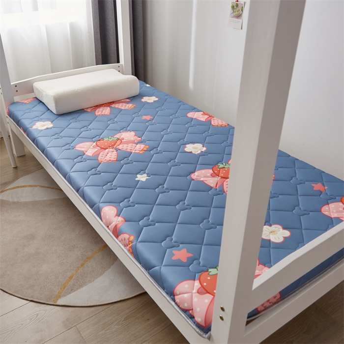 91家纺网 家纺一手货源 找家纺 寐珂 2025新款A类针织大豆学生床垫 花语蝶恋-蓝灰