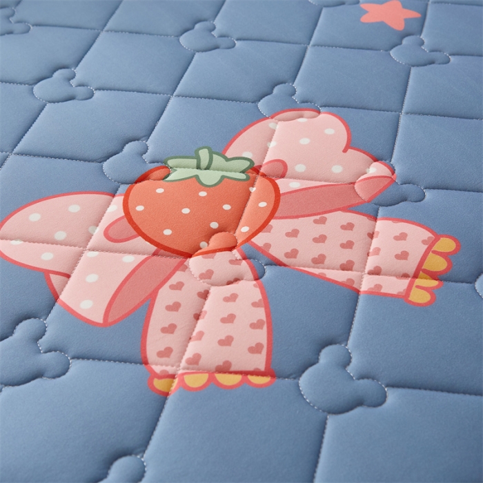 91家纺网 家纺一手货源 找家纺 寐珂 2025新款A类针织大豆学生床垫 花语蝶恋-蓝灰