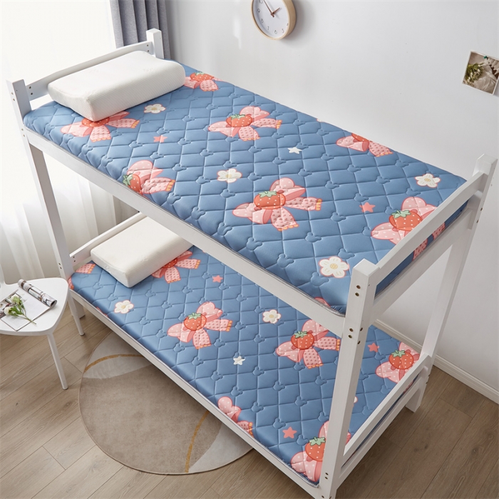 91家纺网 家纺一手货源 找家纺 寐珂 2025新款A类针织大豆学生床垫 花语蝶恋-蓝灰