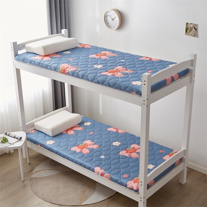 91家纺网 家纺一手货源 找家纺 寐珂 2025新款A类针织大豆学生床垫 花语蝶恋-蓝灰