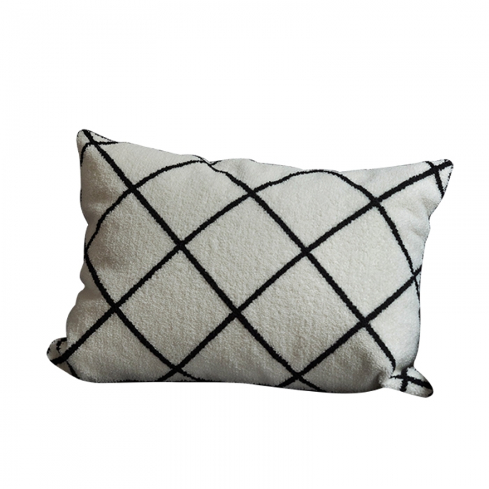 91家纺网 家纺一手货源 找家纺 美茉 2022新款菱形格毛巾绣抱枕 白色腰枕