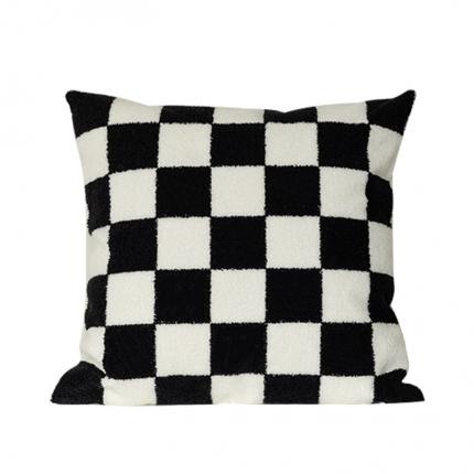 美茉 2022新款棋盘格毛巾绣抱枕 黑色