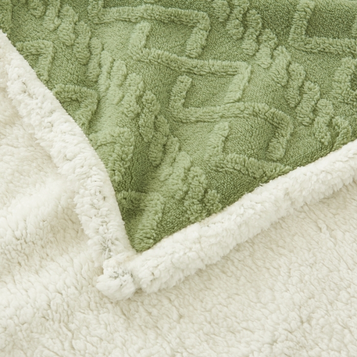 91家纺网 家纺一手货源 找家纺 馨米莱 2024新款AB版塔肤绒毛毯 茶绿色