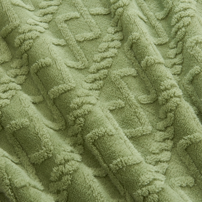 91家纺网 家纺一手货源 找家纺 馨米莱 2024新款AB版塔肤绒毛毯 茶绿色