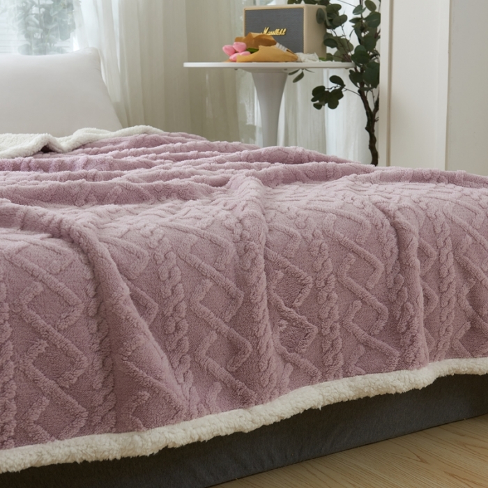 91家纺网 家纺一手货源 找家纺 馨米莱 2024新款AB版塔肤绒毛毯 莫奈紫