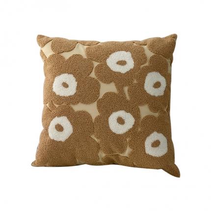 91家纺网 家纺一手货源 找家纺 美茉 2022新款花方形抱枕 咖色