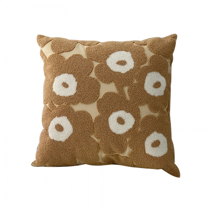 91家纺网 家纺一手货源 找家纺 美茉 2022新款花方形抱枕 咖色