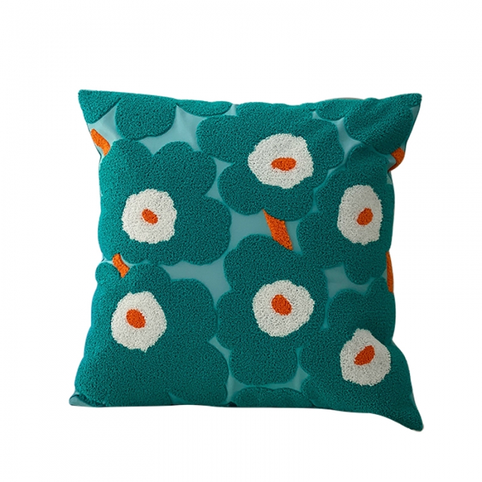 91家纺网 家纺一手货源 找家纺 美茉 2022新款花方形抱枕 绿色