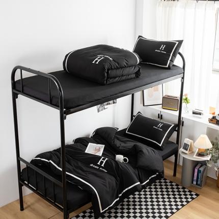 91家纺网 家纺一手货源 找家纺 （总）千希家纺 2022新款学生季上下铺H宿舍三件套磨毛四件套