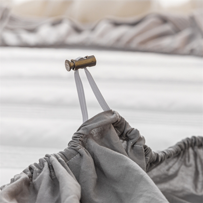 91家纺网 家纺一手货源 找家纺 鑫钰 2023色织水洗纯棉全棉夹棉绣花床笠夹棉枕套邂逅高级灰