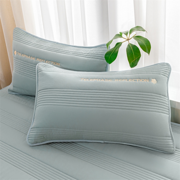 91家纺网 家纺一手货源 找家纺 鑫钰 2023色织水洗纯棉全棉夹棉绣花床笠夹棉枕套邂逅天空蓝