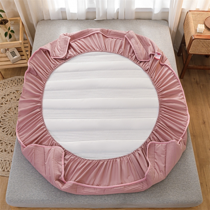 91家纺网 家纺一手货源 找家纺 鑫钰 2023色织水洗纯棉全棉夹棉绣花床笠夹棉枕套邂逅温馨粉