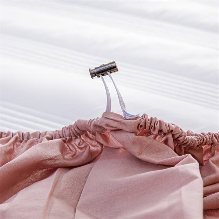 91家纺网 家纺一手货源 找家纺 鑫钰 2023色织水洗纯棉全棉夹棉绣花床笠夹棉枕套邂逅温馨粉