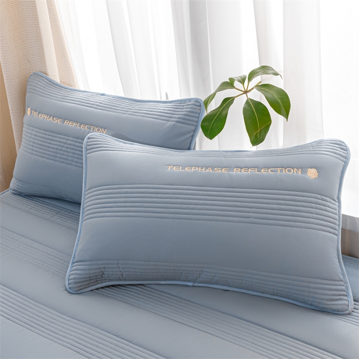 91家纺网 家纺一手货源 找家纺 蓝巢 2022新款升级版全棉大豆纤维夹棉床笠- 邂逅清雅蓝